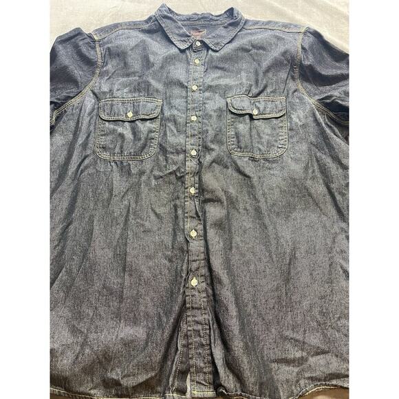 Boulder Creek Trading Company‎ Mens Denim Shirt 5XL BIG Black Long Sleeve Pocket - Picture 1 of 4